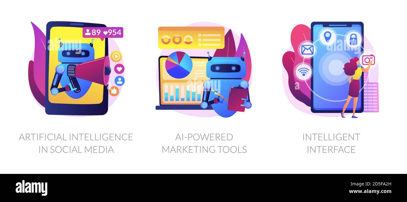 Intelligenza artificiale nelle metafore di concetto vettoriali di affari. Illustrazione Vettoriale