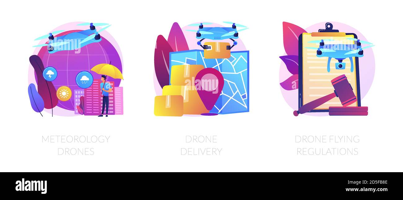 I droni commerciali utilizzano metafore vettoriali Illustrazione Vettoriale