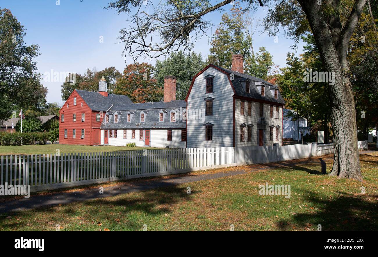 Storico Deerfield Village, Deerfield, Massachusetts, USA, un esempio di architettura coloniale americana Foto Stock