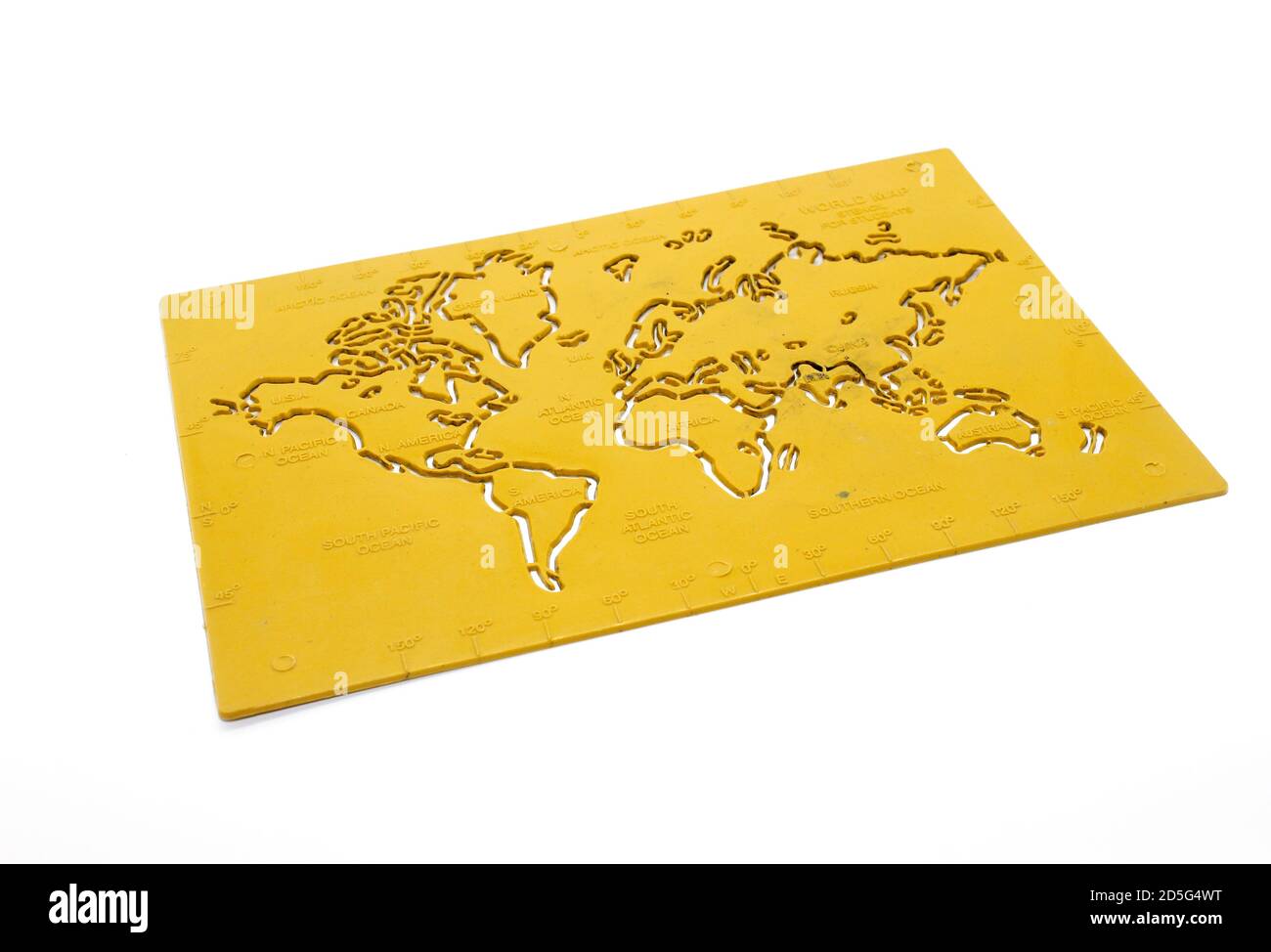 Un'immagine della mappa del mondo con messa a fuoco selettiva Foto Stock