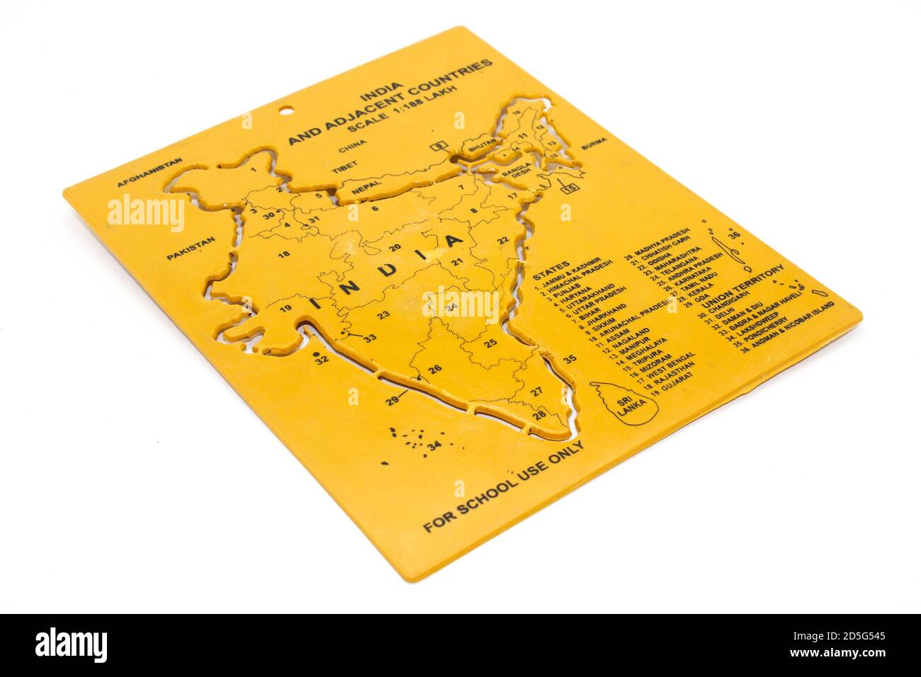Un'immagine della mappa dell'india con fuoco selettivo Foto Stock