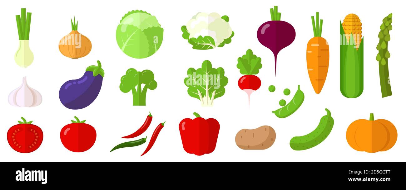 set di elementi per la progettazione di verdure. Illustrazione Vettoriale