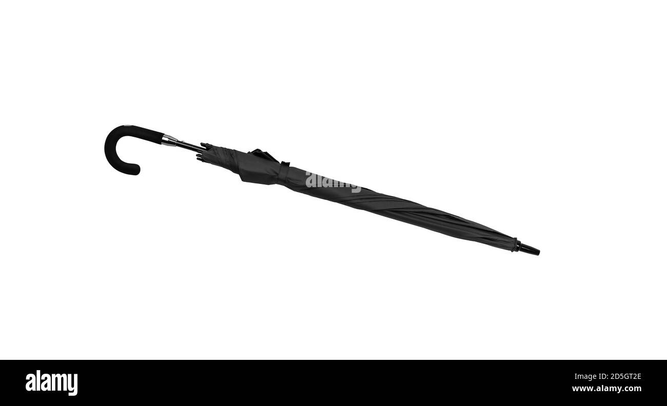 Ampio ombrello per pioggia e sole. Ombrello color oliva isolato su sfondo bianco. Foto Stock