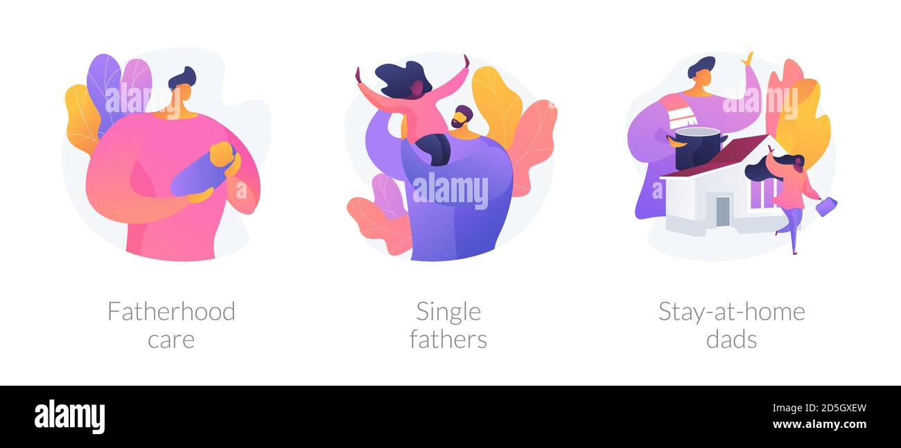 Gli uomini che prendono paternità lasciano illustrazioni vettoriali astratte concettuali Illustrazione Vettoriale