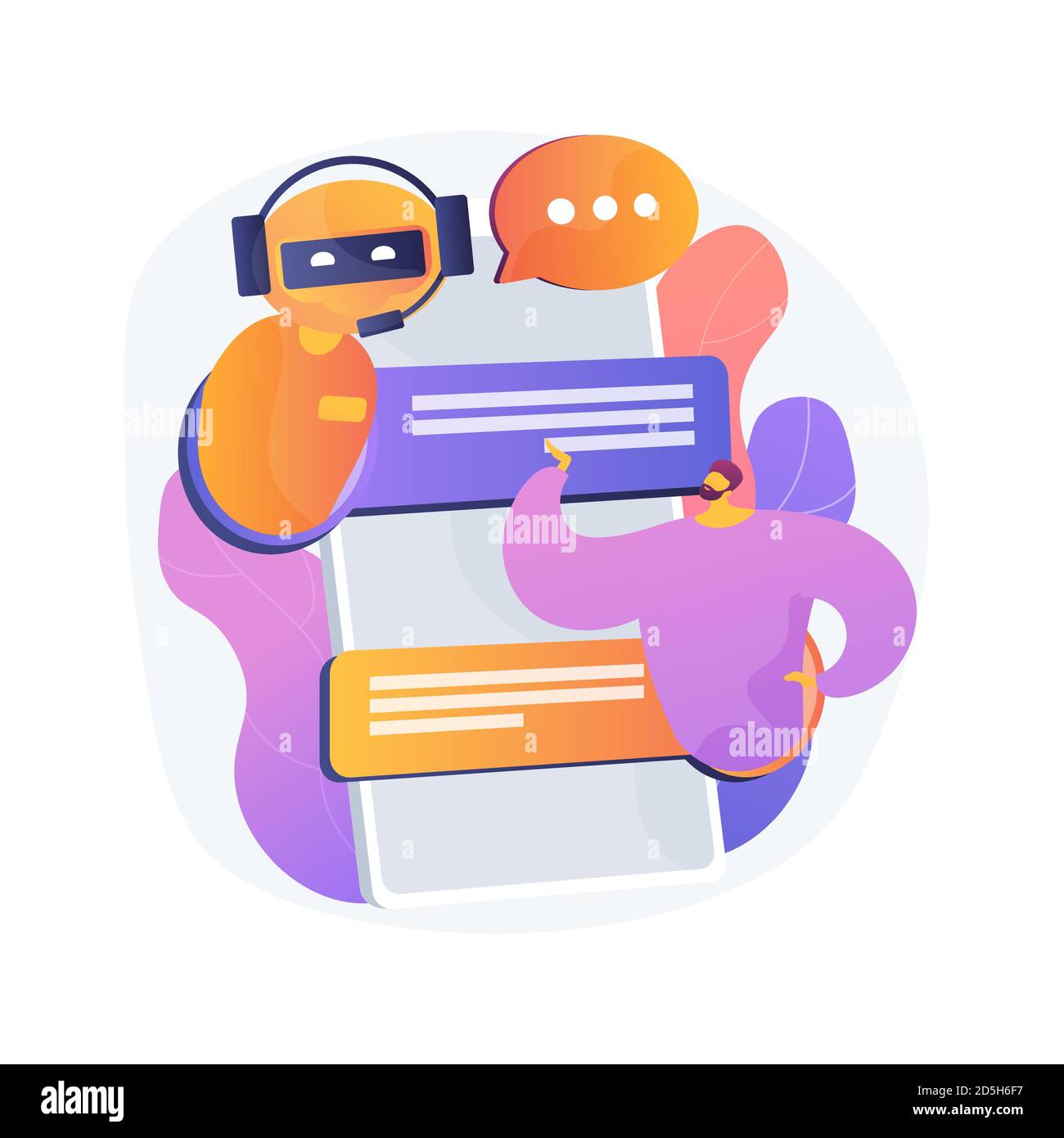 Illustrazione vettoriale astratta del concetto di assistente virtuale di chatbot. Illustrazione Vettoriale