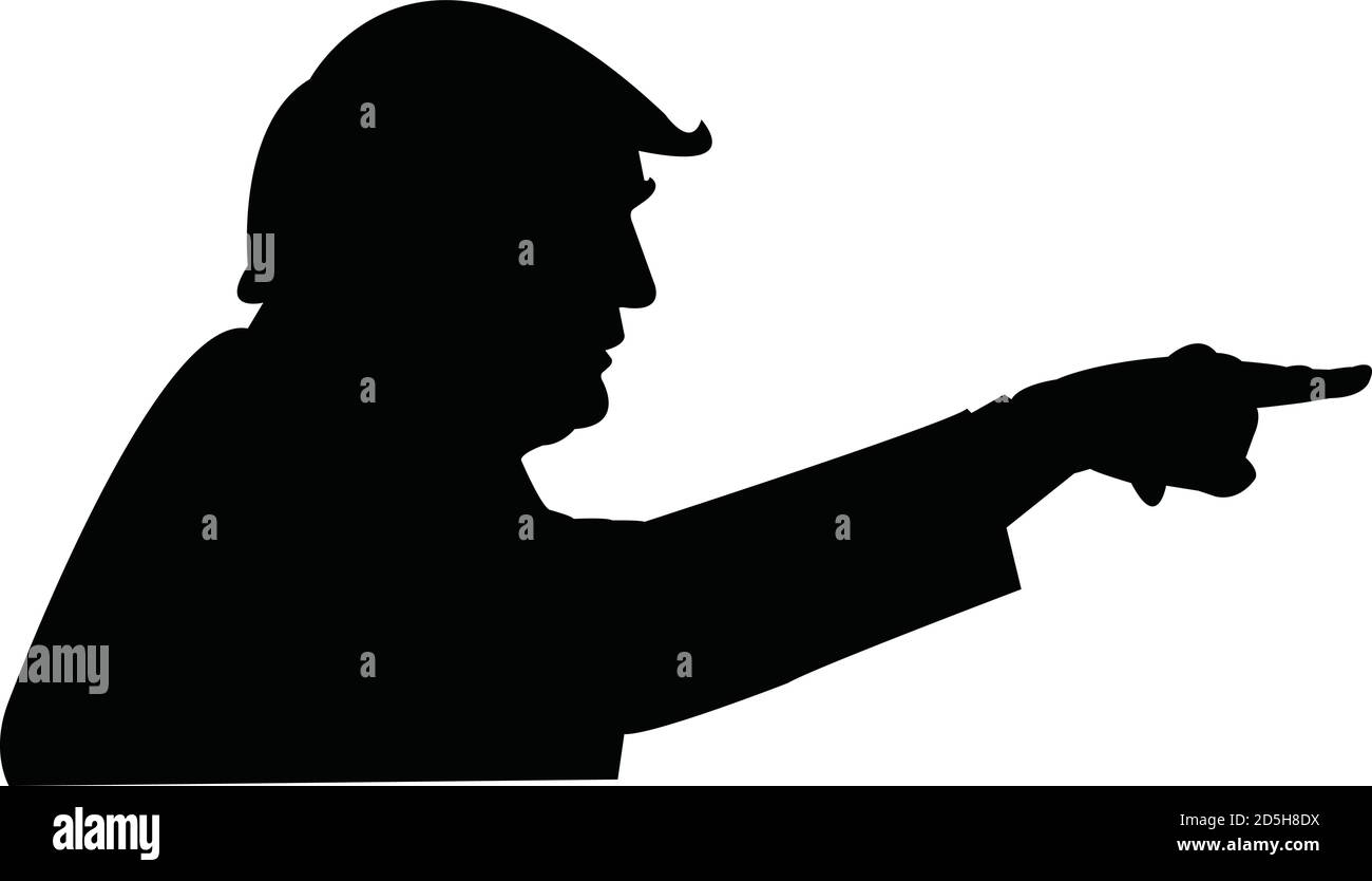 Donald Trump punta la silhouette delle dita Illustrazione Vettoriale