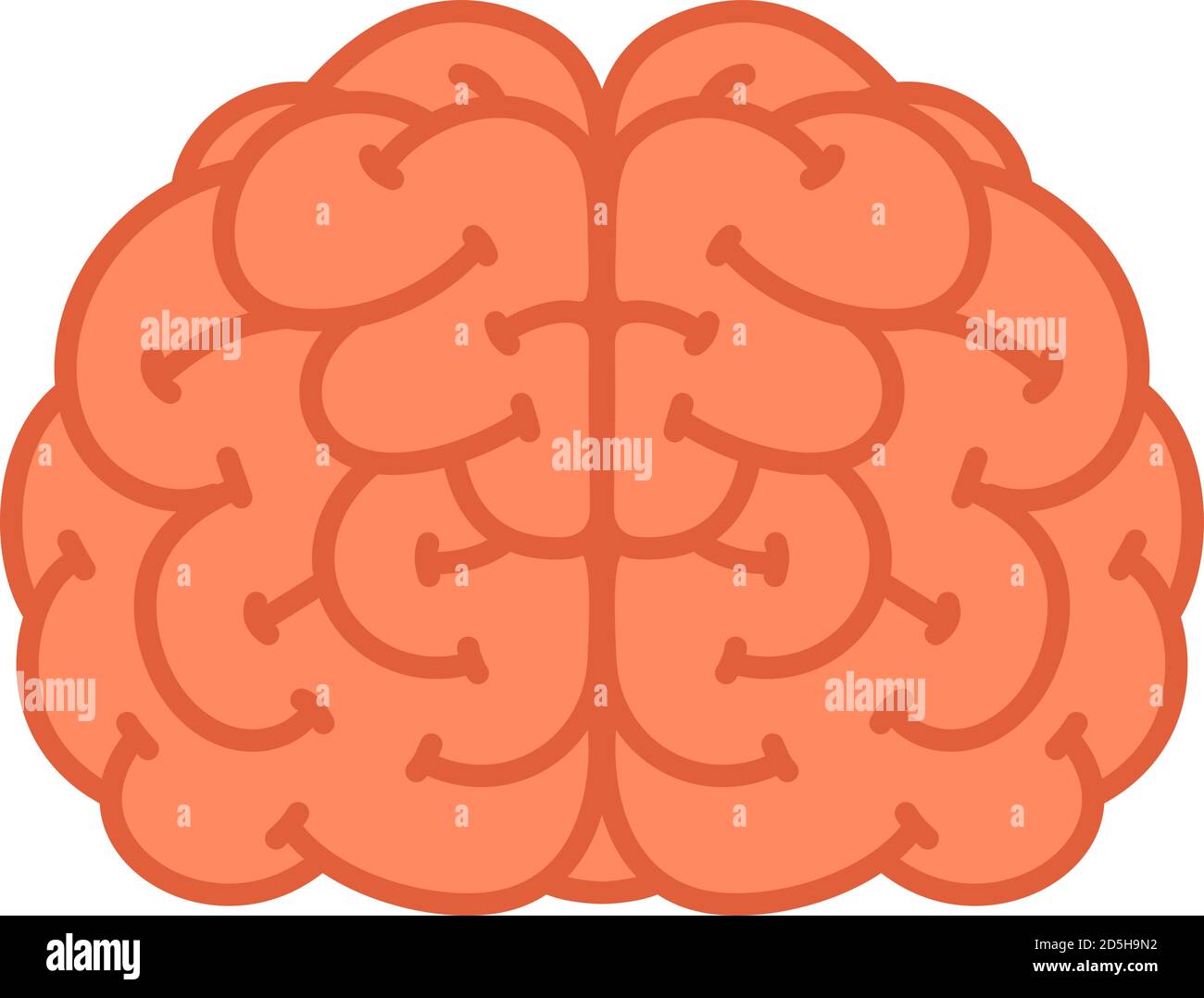 Cervello. Icona del cervello umano su sfondo bianco. Illustrazione Vettoriale