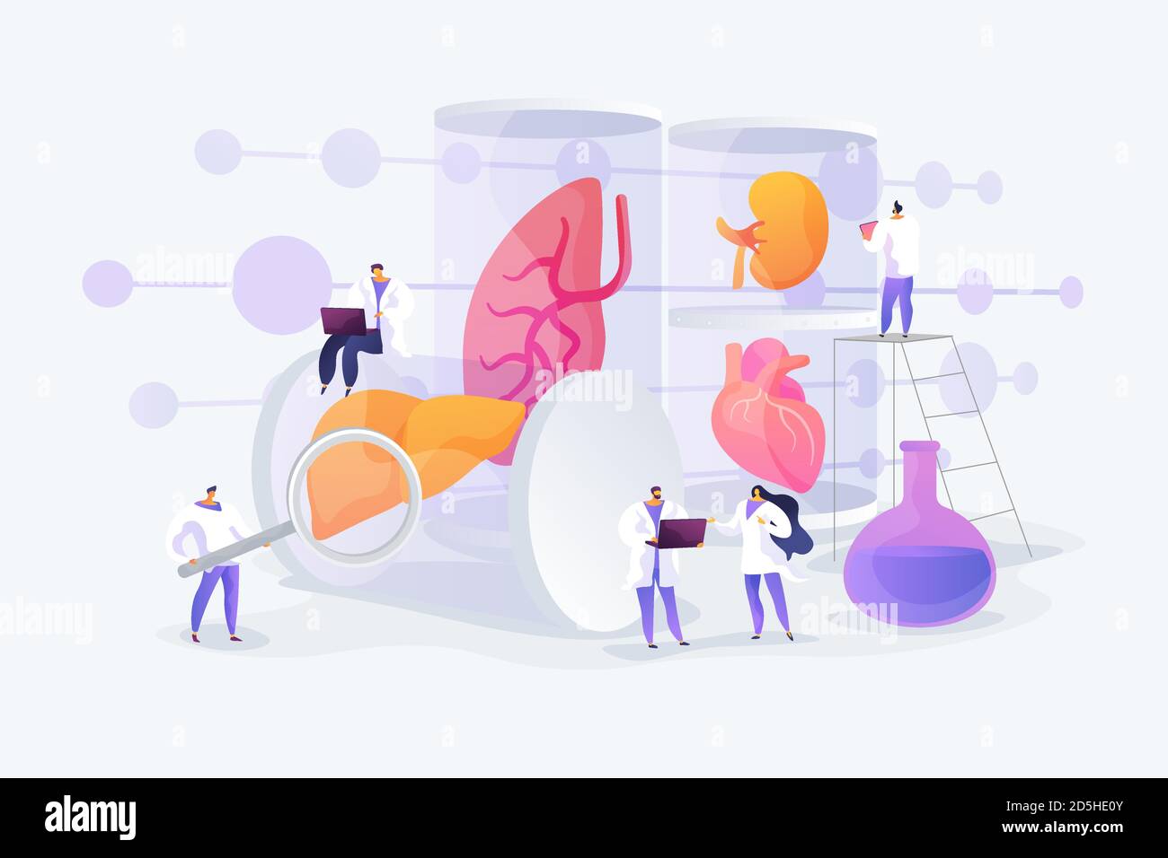 Illustrazione vettoriale del concetto di organi coltivati in laboratorio Illustrazione Vettoriale