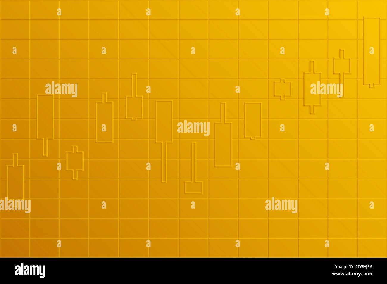 Un'immagine di sfondo astratta della mappa del candelabro con tendenza al rialzo dorata. Foto Stock