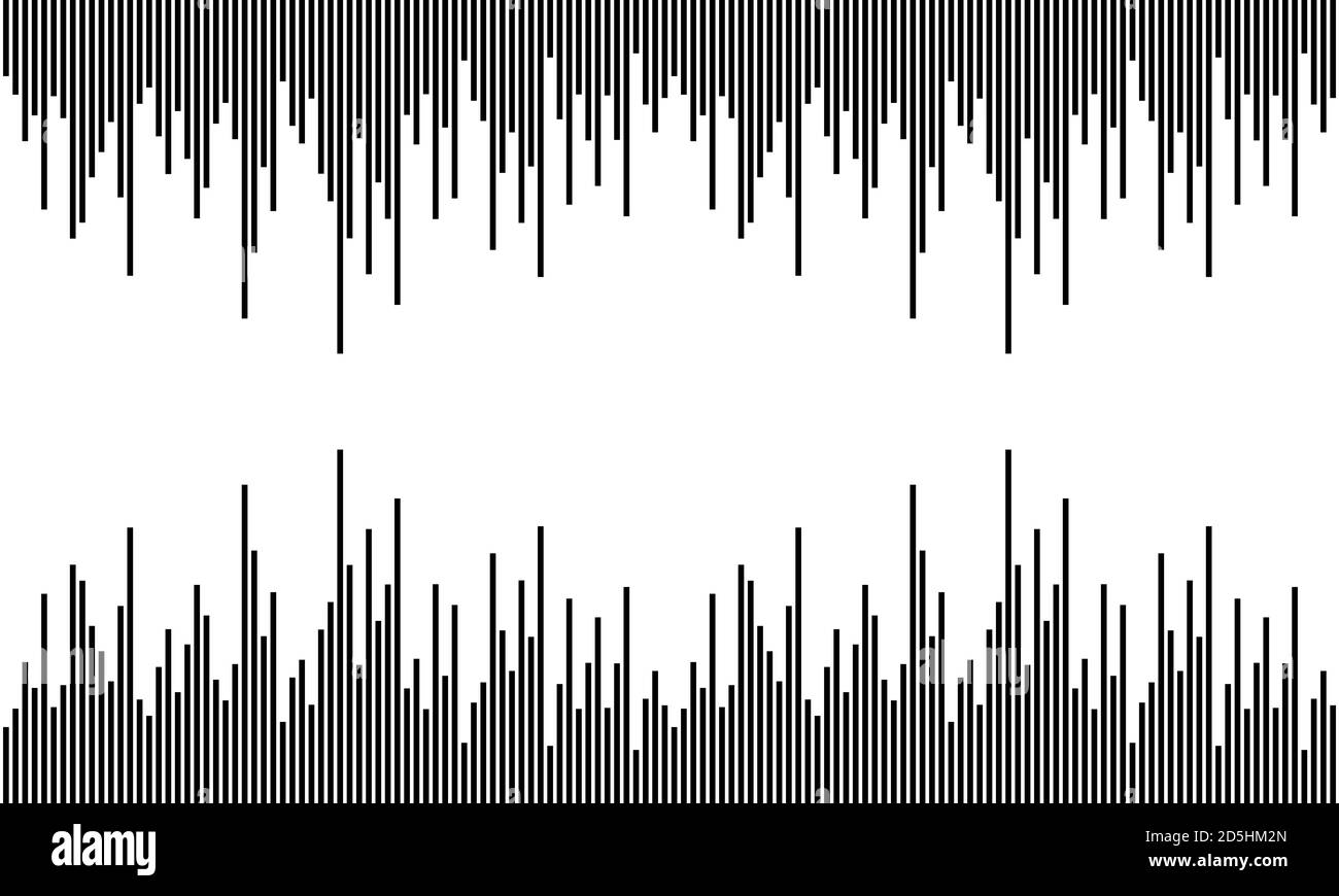 Strisce verticali nere su sfondo bianco. Onde sonore. Foto Stock