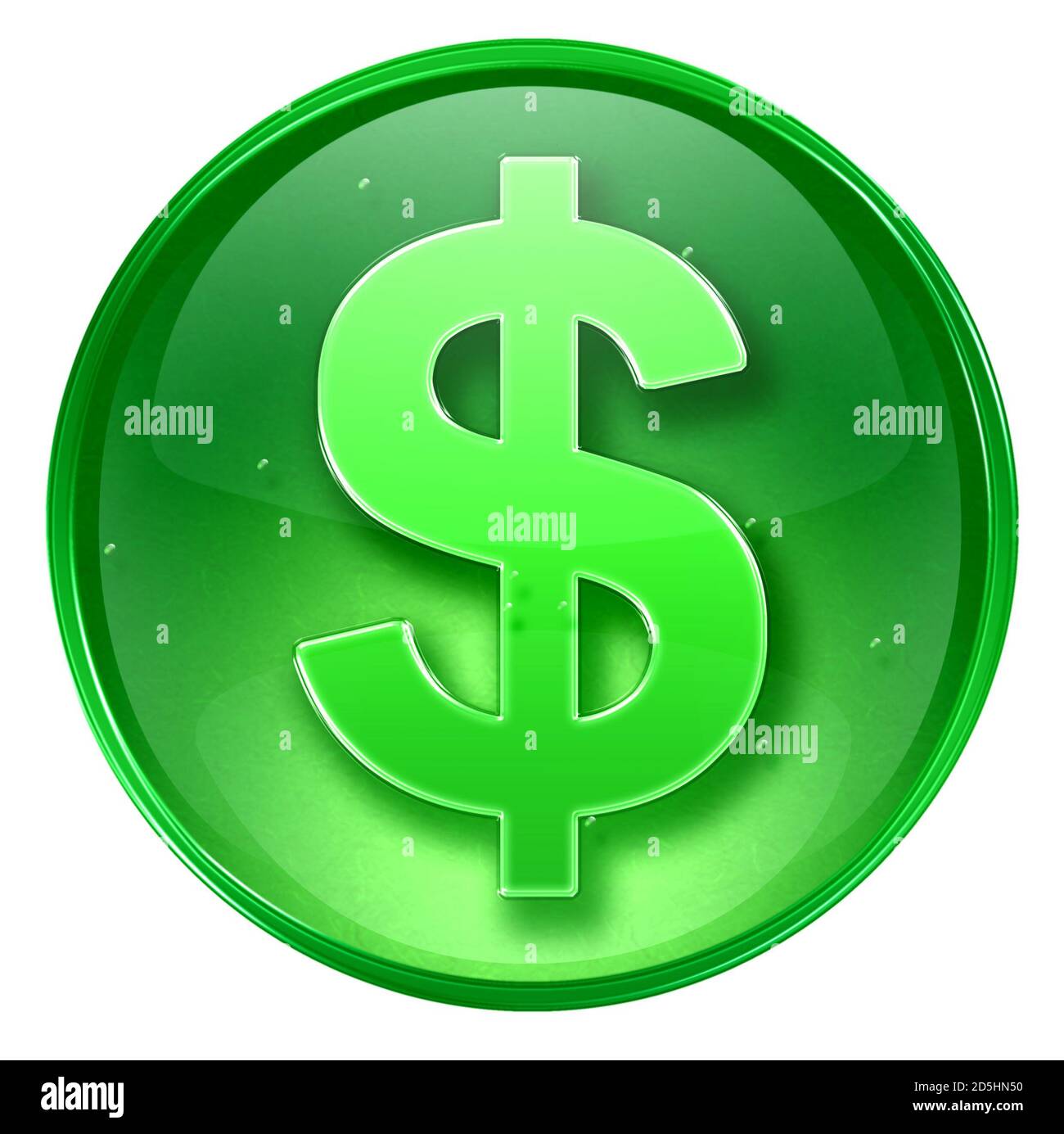 icona del dollaro verde, isolata su sfondo bianco. Foto Stock