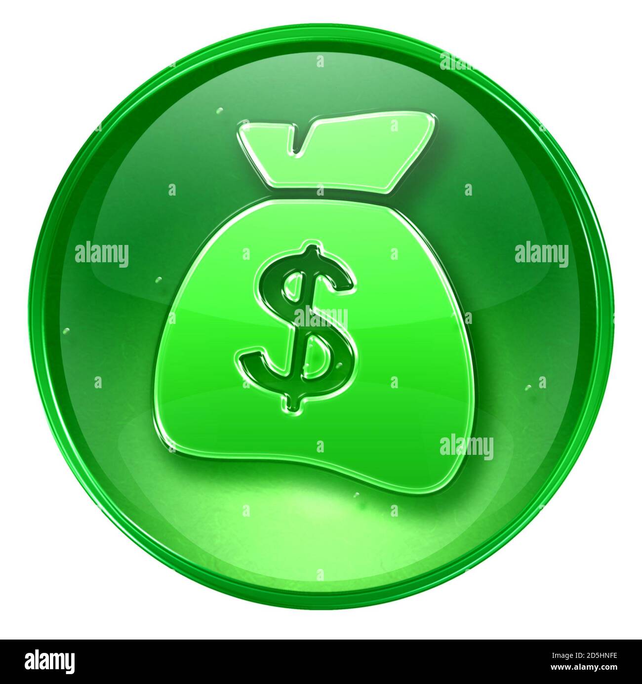 icona del dollaro verde, isolata su sfondo bianco. Foto Stock
