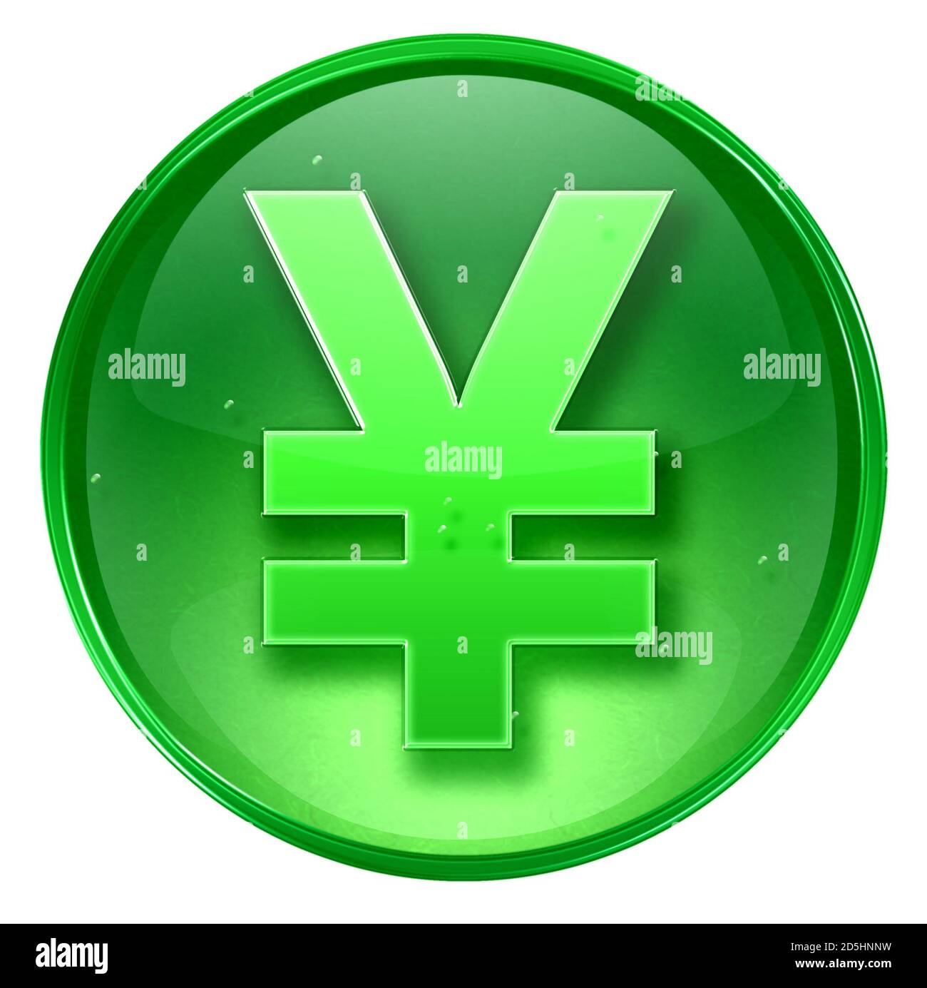 Icona yen verde, isolata su sfondo bianco Foto Stock