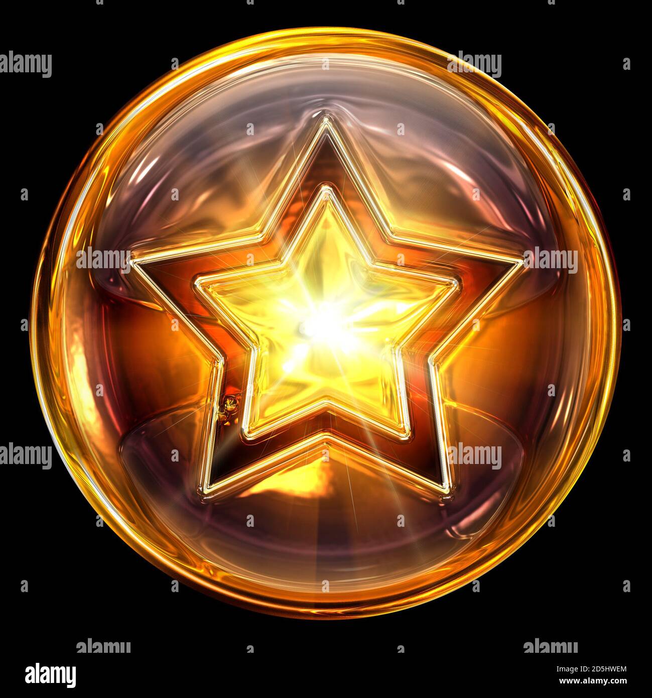 icona a stella fuoco, isolato su sfondo nero Foto Stock