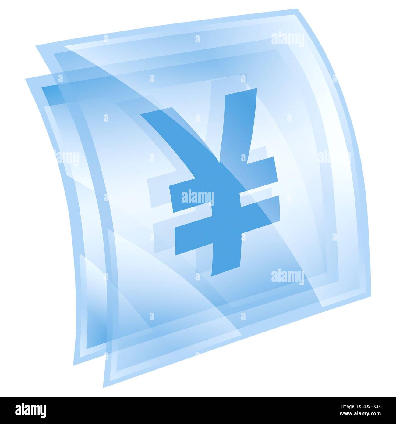 Icona di Yen blue square, isolato su sfondo bianco Foto Stock
