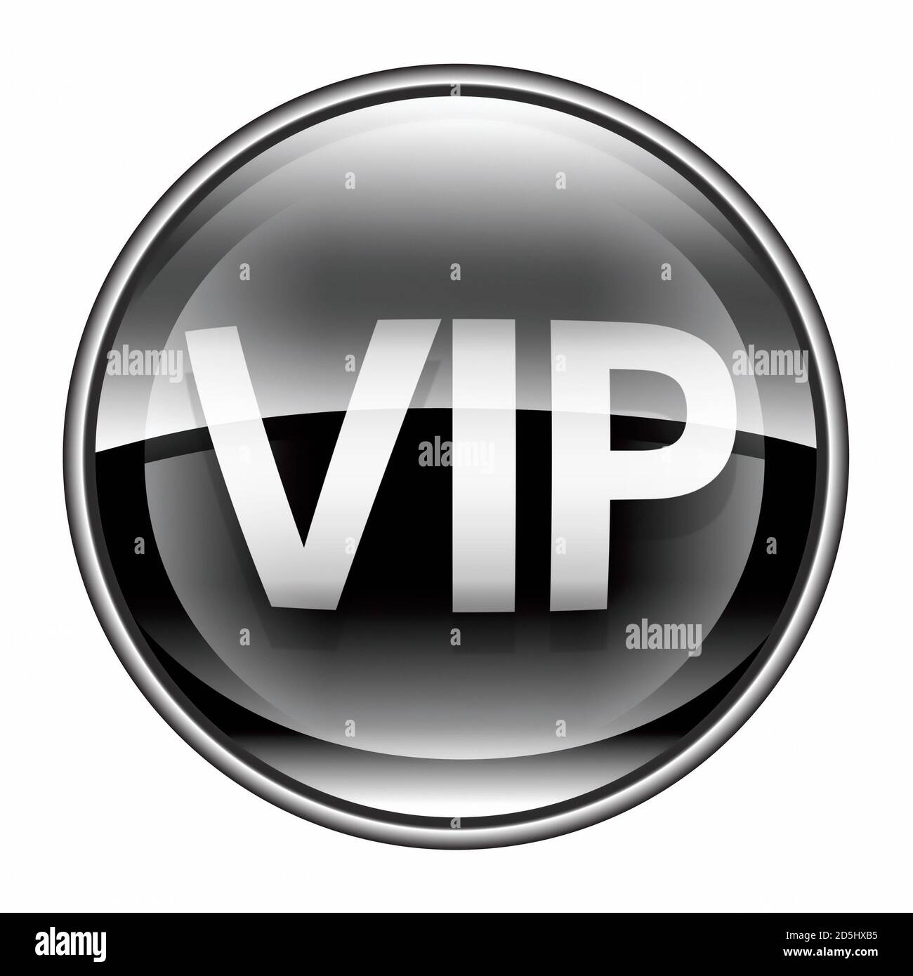 Icona VIP nero, isolati su sfondo bianco. Foto Stock