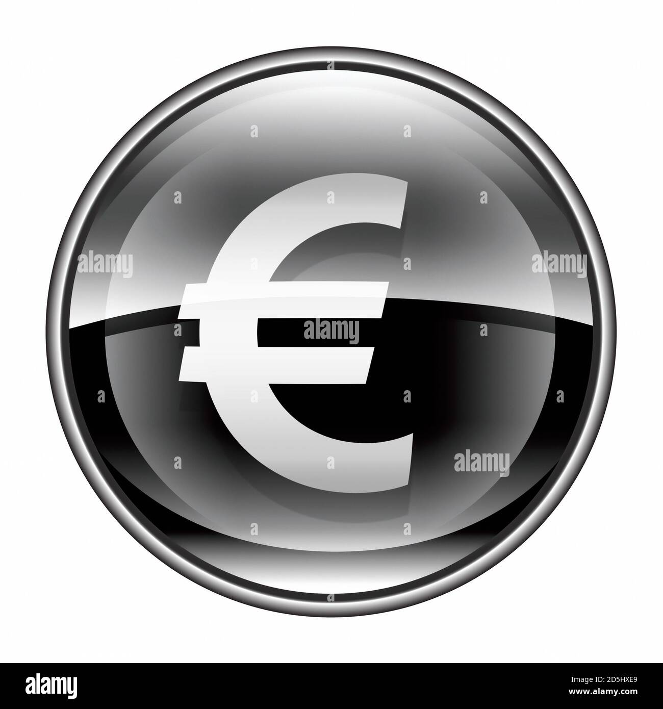 Icona Euro nero, isolati su sfondo bianco Foto Stock