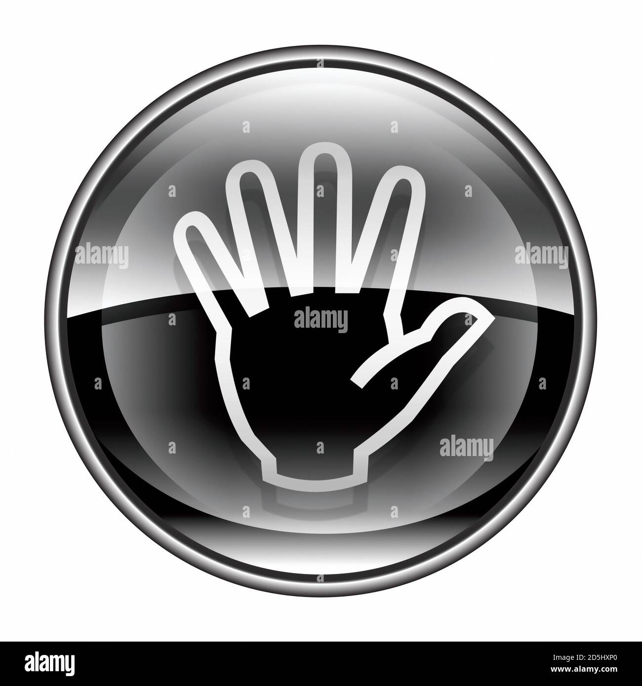 Icona della mano nera, isolati su sfondo bianco. Foto Stock