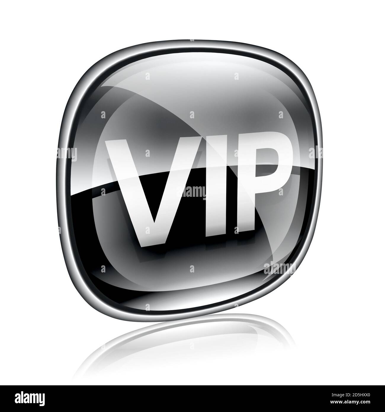 Icona VIP vetro nero, isolato su sfondo bianco. Foto Stock