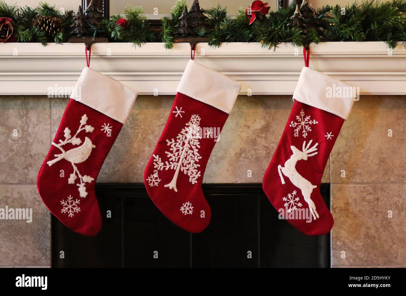 OUOQI Calze di Natale,6 Pezzi ini Calze Natalizie,Calza di Babbo