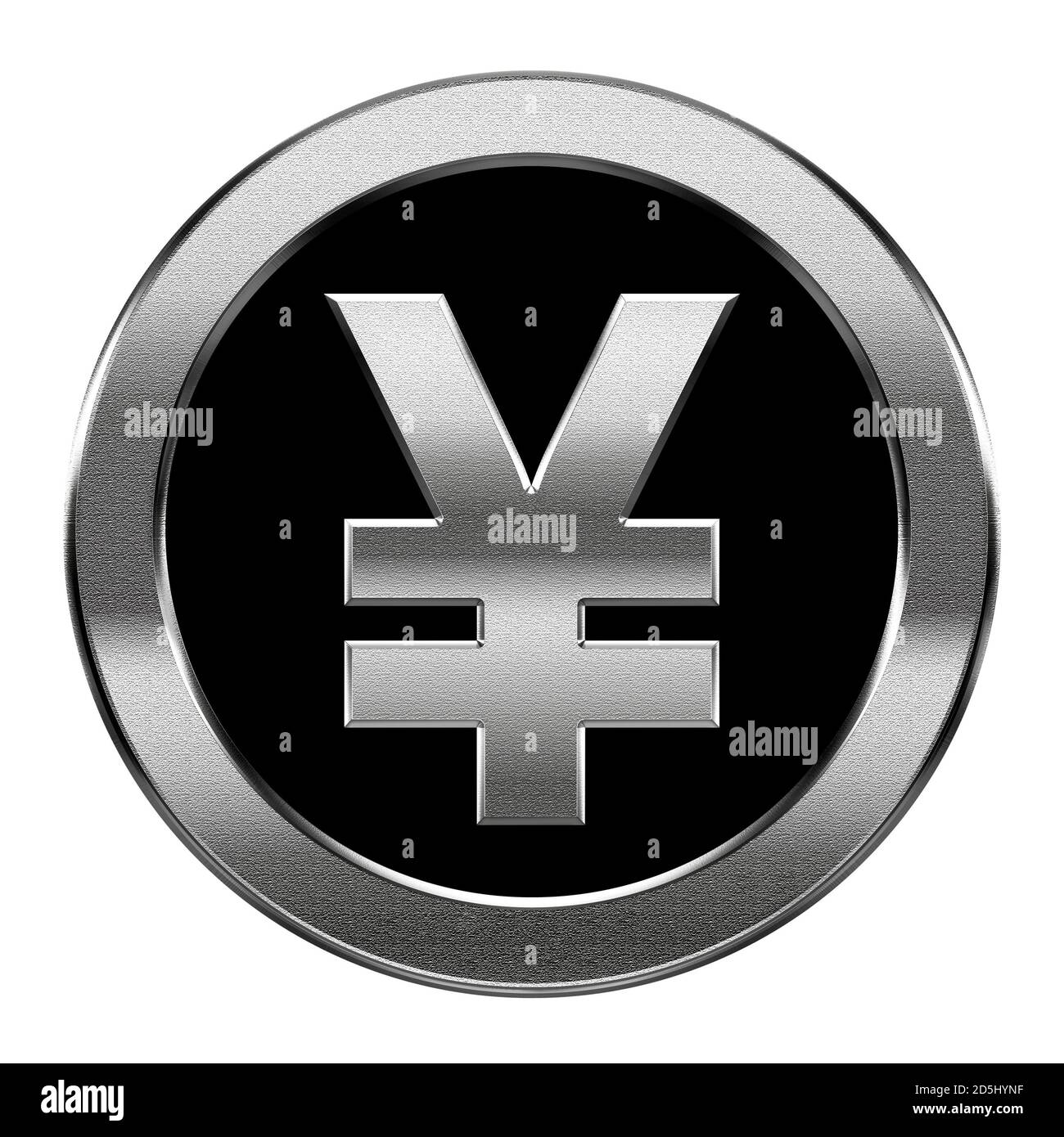 Icona di Yen argento, isolati su sfondo bianco Foto Stock