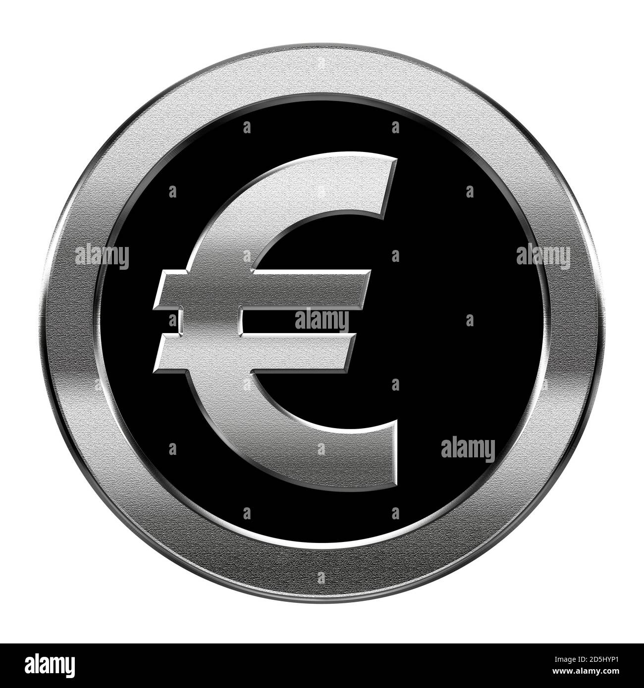 Icona Euro argento, isolati su sfondo bianco Foto Stock