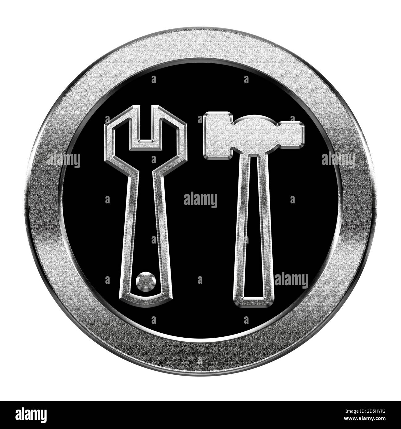 Icona Strumenti argento, isolati su sfondo bianco. Foto Stock