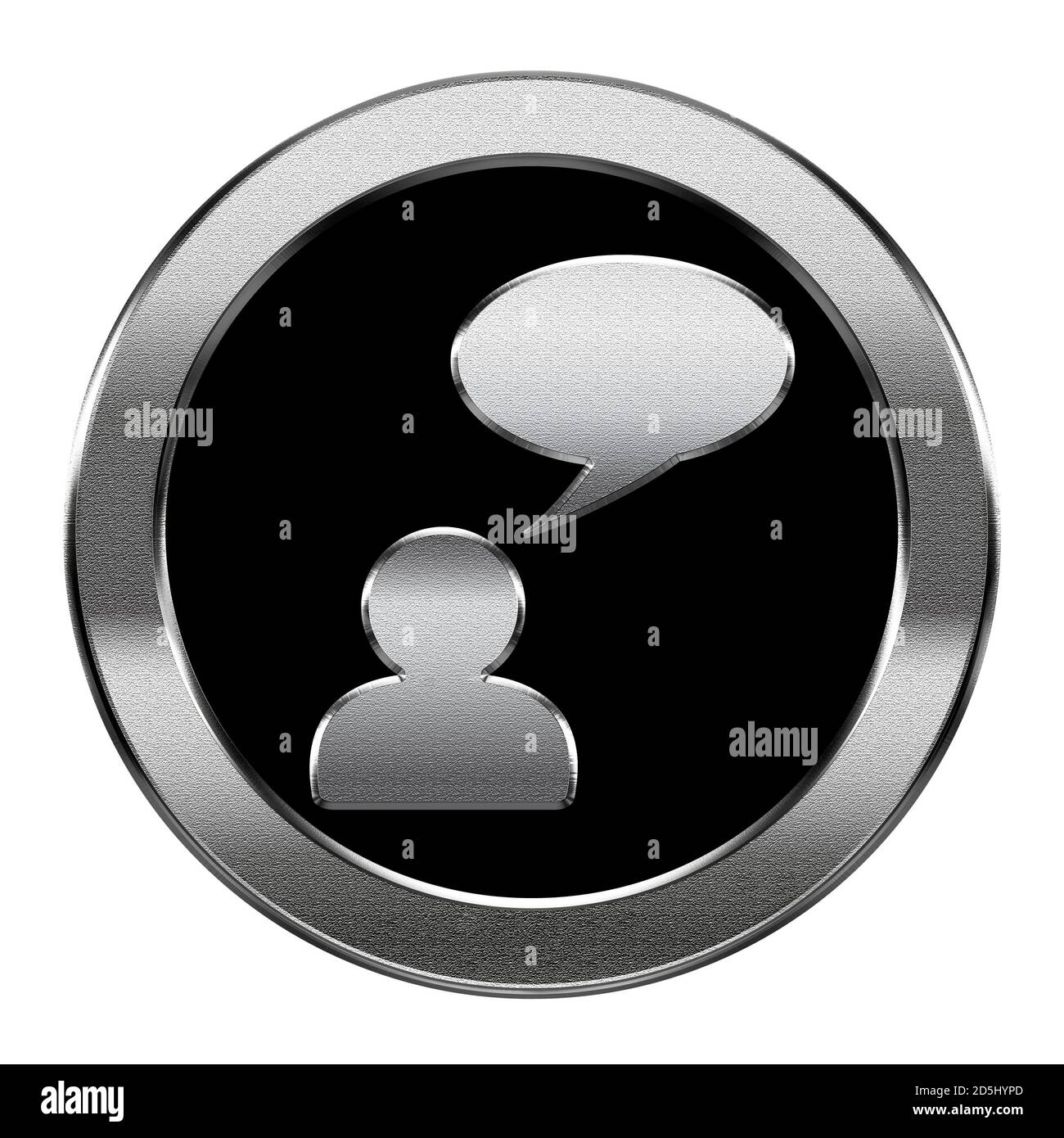 Icona chat argento, isolata su sfondo bianco. Foto Stock