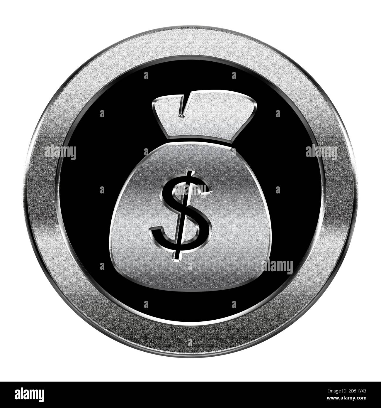 Icona del dollaro di argento, isolati su sfondo bianco Foto Stock