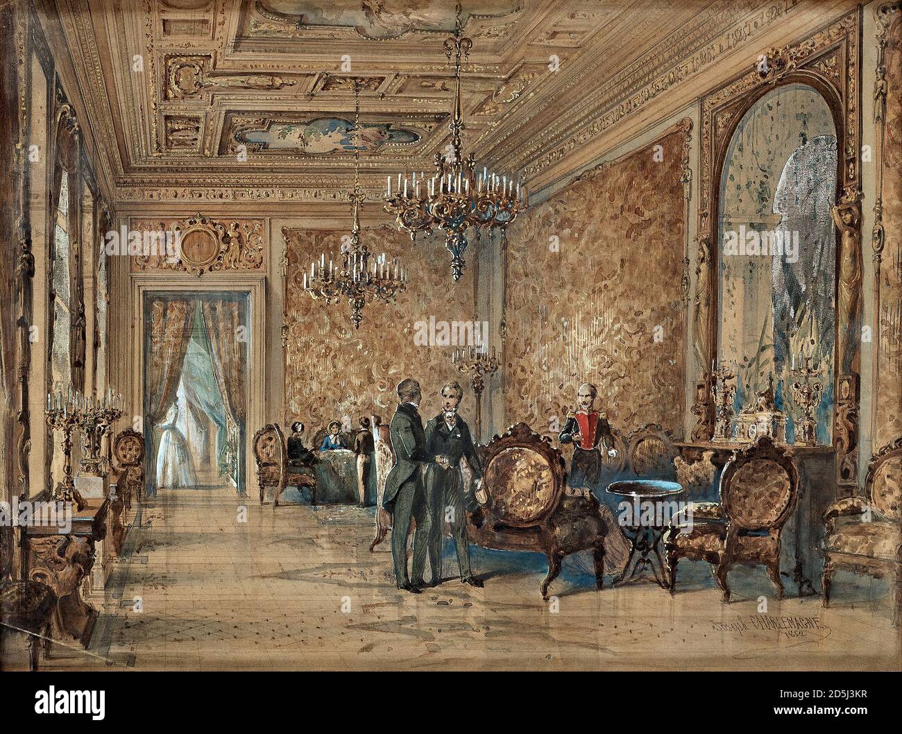 Carlo Magno Adolphe Josefovich - interno di un palazzo - Russo Scuola - 19 ° secolo Foto Stock