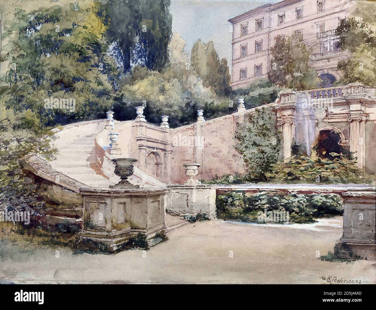 Geftler Karl Eduardovich - Paesaggio Italiano - Scuola Russa - 19 ° secolo Foto Stock