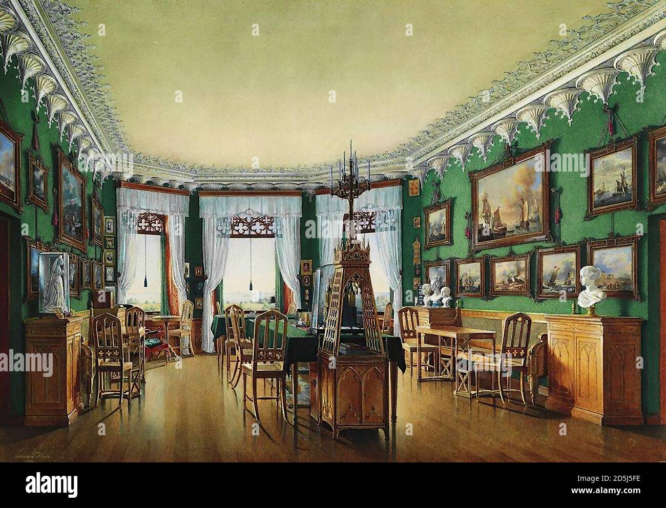 Hau Edward Petrovich - interni del Palazzo d'Inverno - Il Gabinetto dell'Imperatore Nicola i - Scuola Russa - 19 ° secolo Foto Stock
