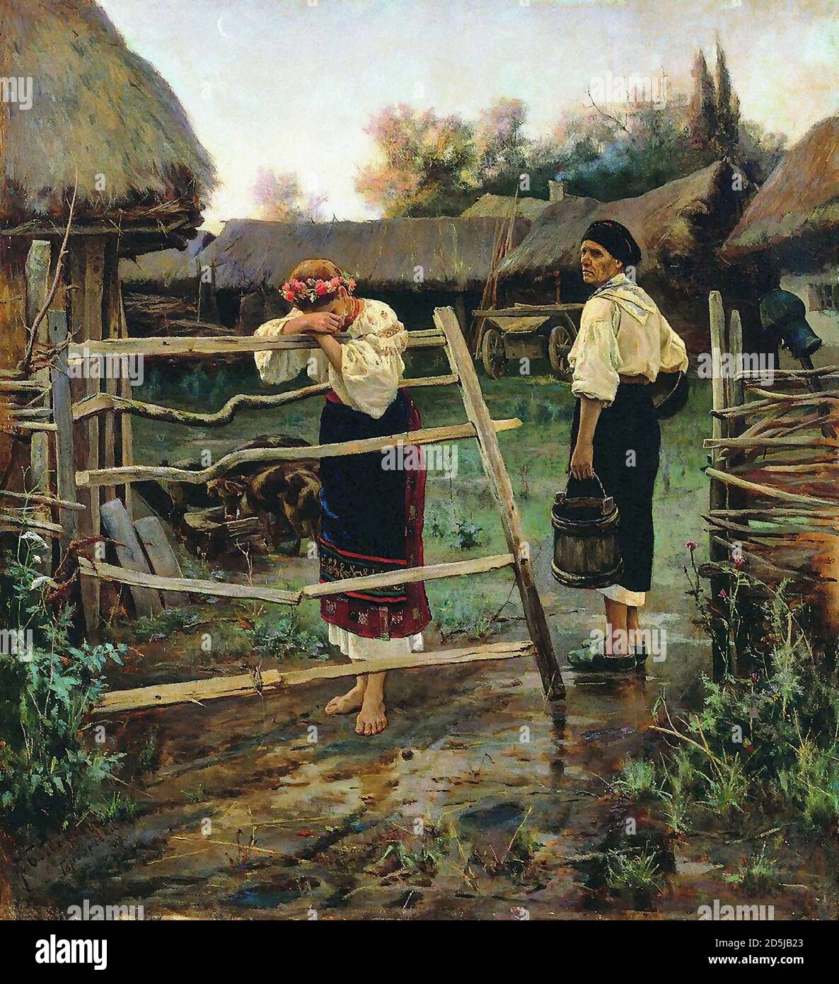 Bogdanov Nikolai Grigorevich - e' troppo tardi - Russo Scuola - 19 ° secolo Foto Stock