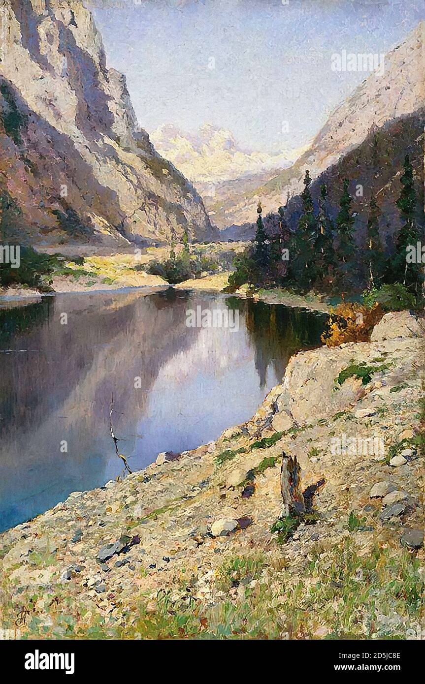 Endogurov Ivan Ivanovich - Lago di montagna vicino Monaco - Russo Scuola - 19 ° secolo Foto Stock