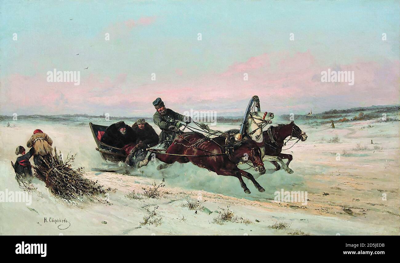 Sverchkov Nicholai Egorovich - Troika nell'inverno 1 - Russo Scuola - 19 ° secolo Foto Stock