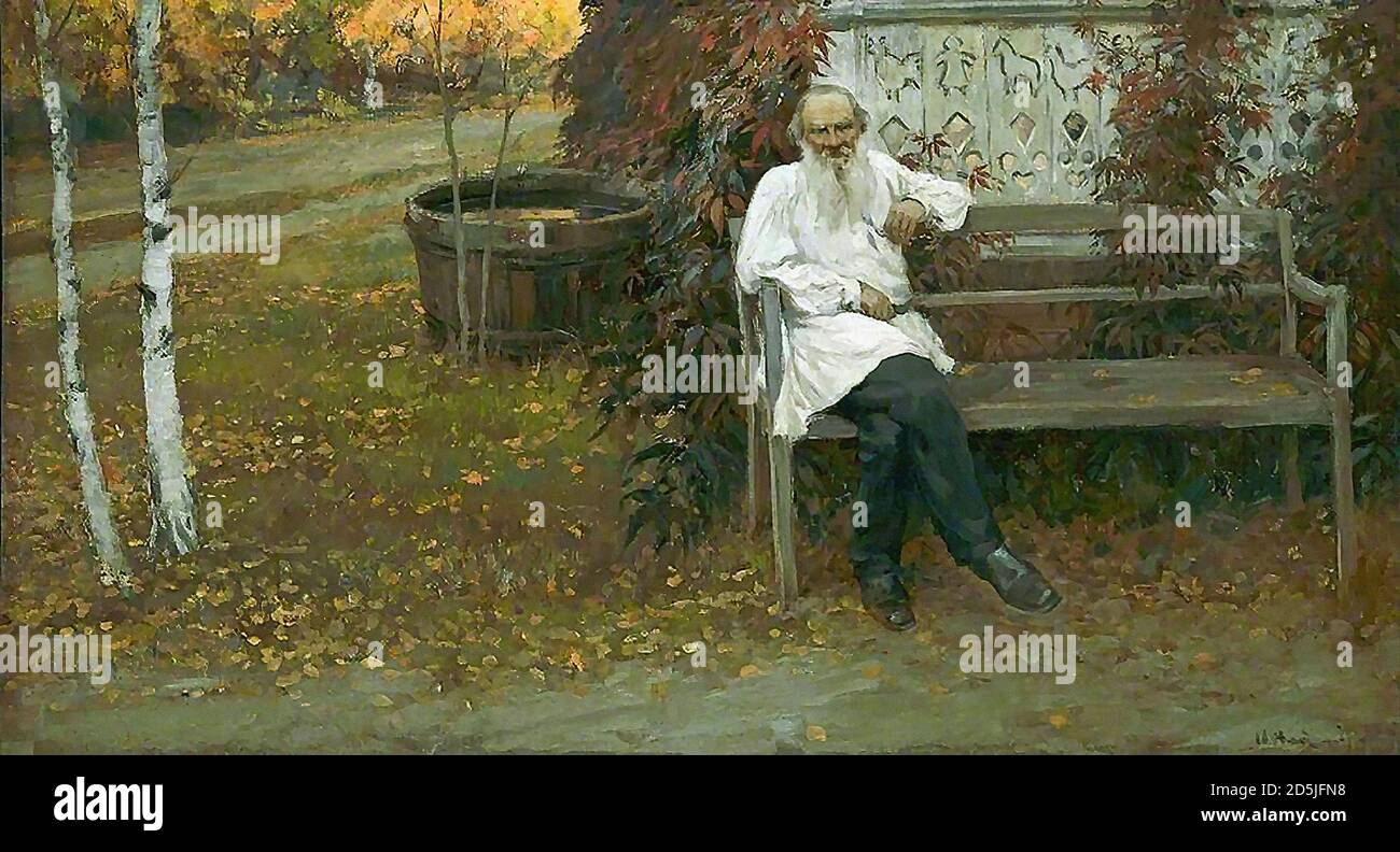 Vladimirov Ivan - Conte Leo Tolstoy (Il Grande uomo della Russia) - Scuola Russa - 19 ° secolo Foto Stock