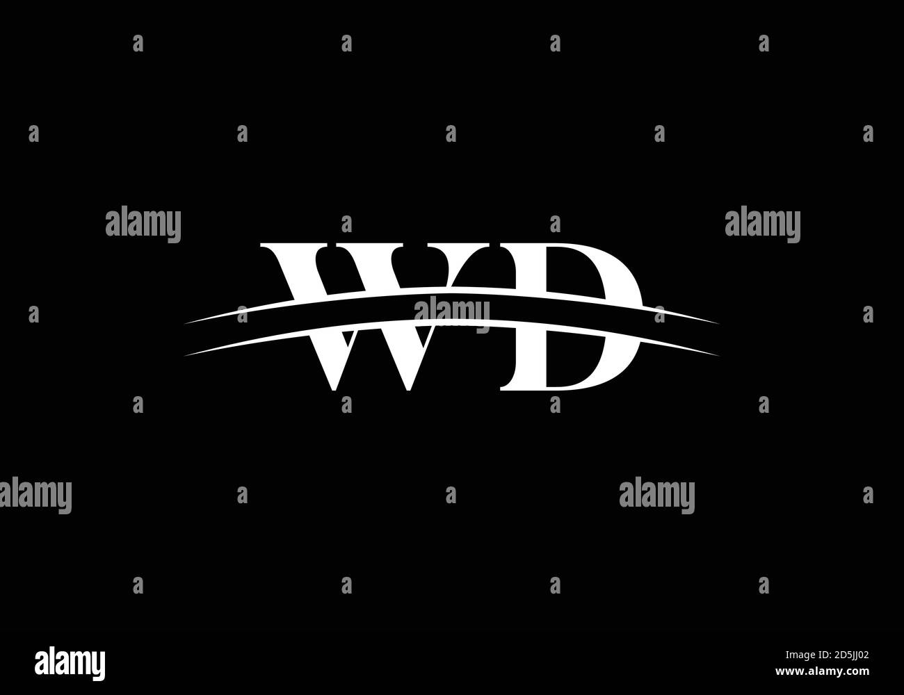 Modello vettoriale di progettazione del logo W D della lettera iniziale del monogramma. Simbolo grafico alfabetico per l'identità aziendale Illustrazione Vettoriale