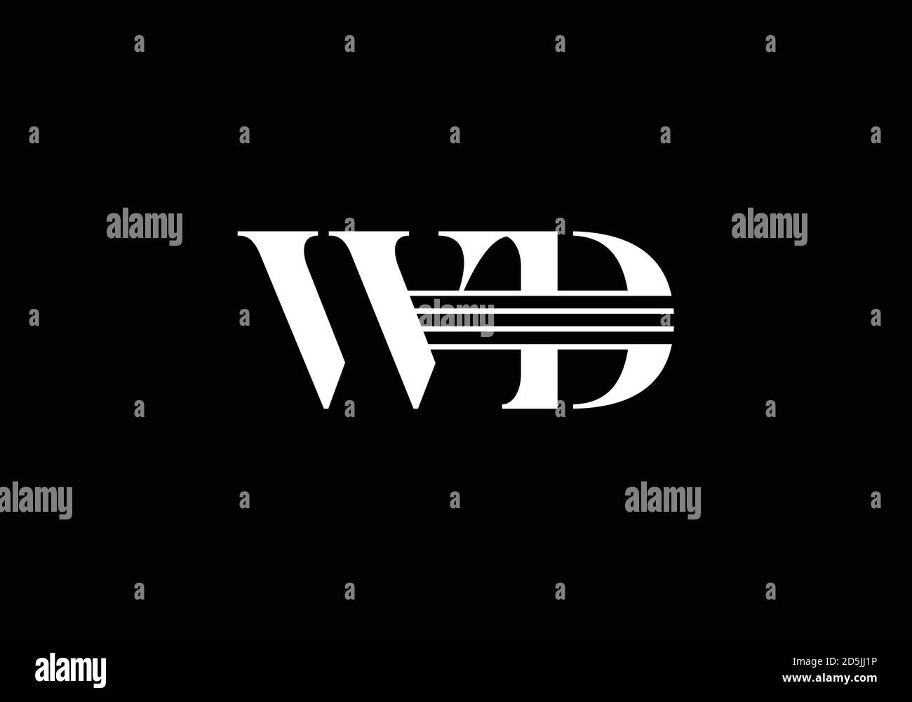 Modello vettoriale di progettazione del logo W D della lettera iniziale del monogramma. Simbolo grafico alfabetico per l'identità aziendale Illustrazione Vettoriale