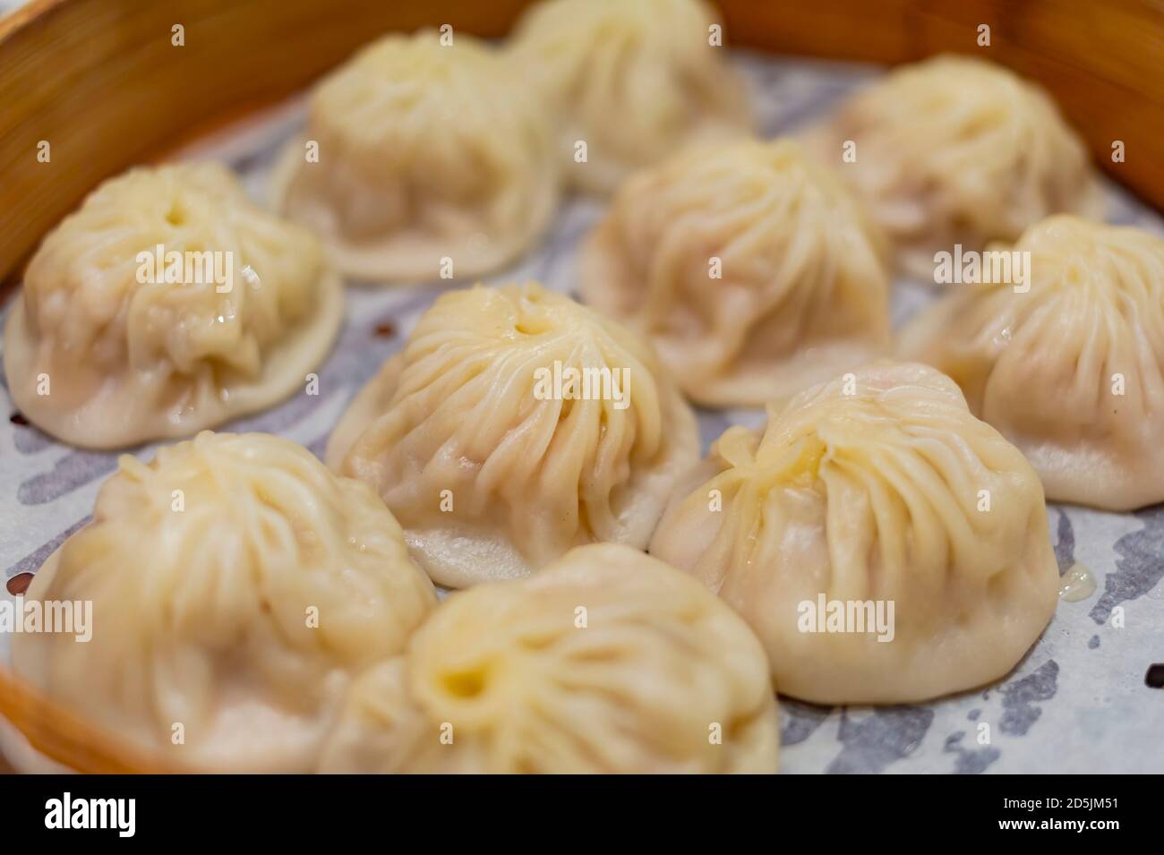 Primo piano di Xiaolongbao a Taipei, Taiwan Foto Stock