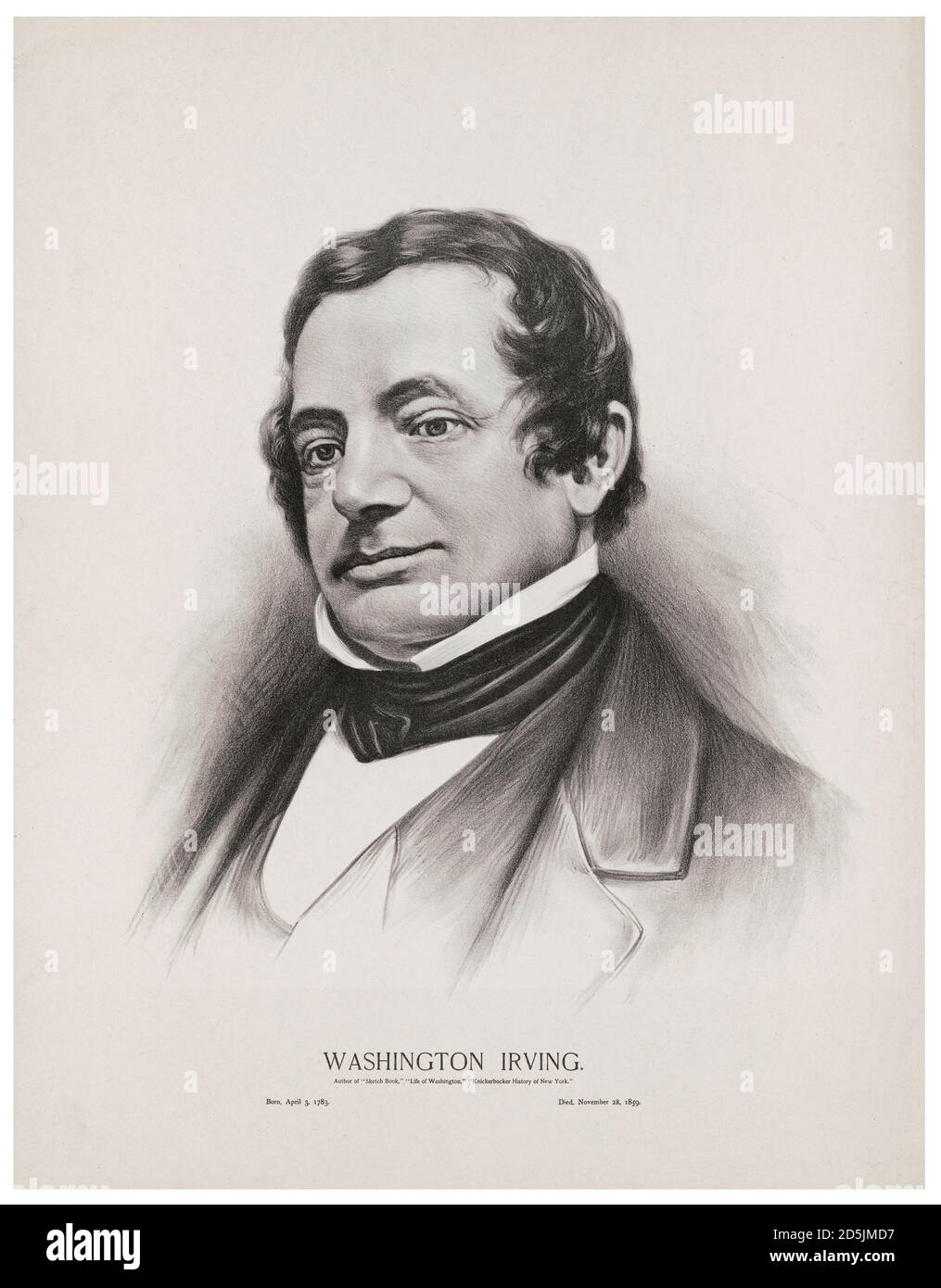 Ritratto di Washington Irving. Washington Irving (1783 – 1859) è stato un Foto Stock