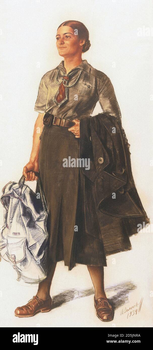Yakovlev Aleksandr Evgenevich - Anita Lopez in uniforme Scout - Scuola russa - 19 ° secolo Foto Stock