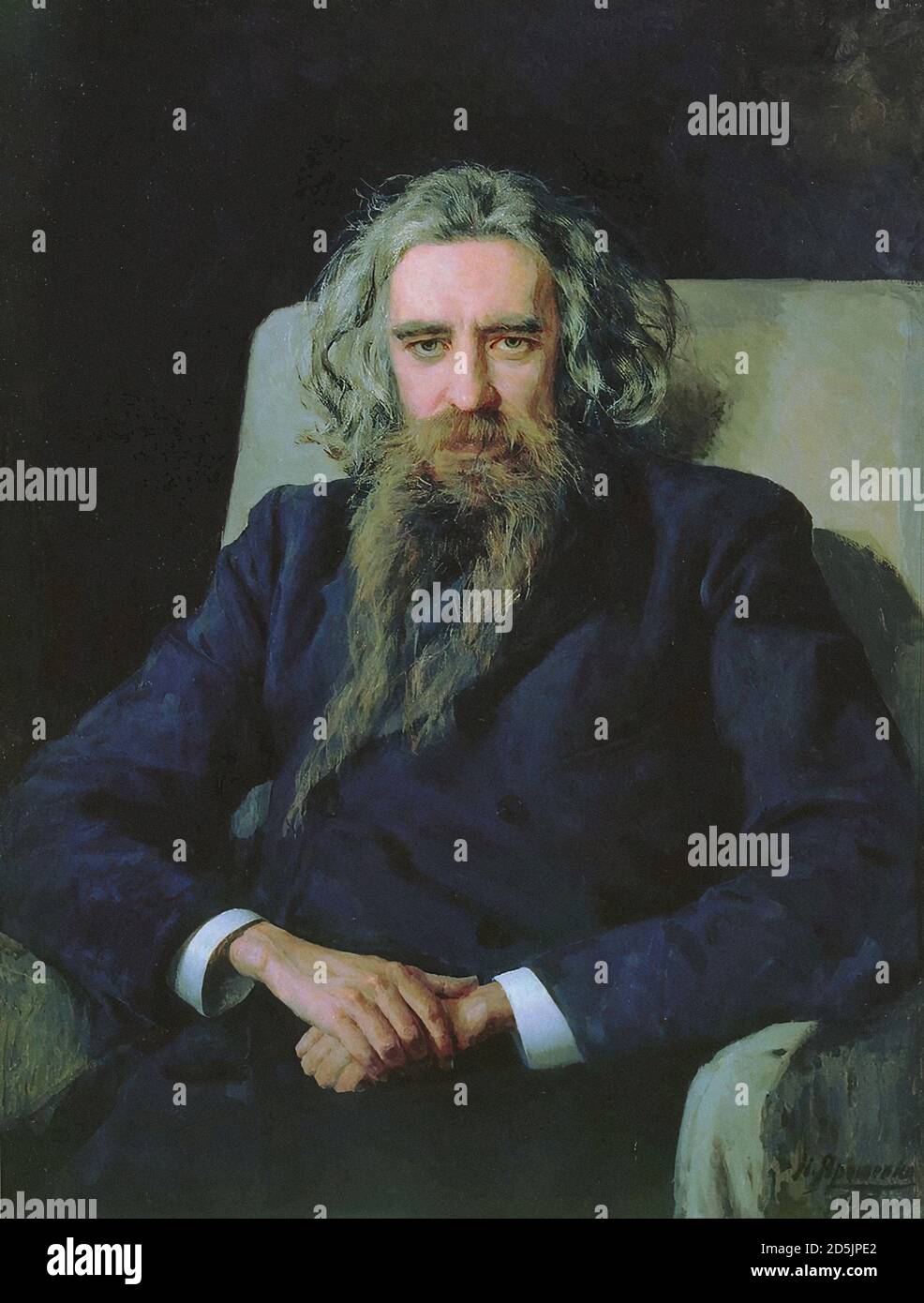 Yaroshenko Nikolai - Ritratto del filosofo Vladimir Solovyov - Scuola Russa - 19 ° e inizio del 20 ° secolo Foto Stock