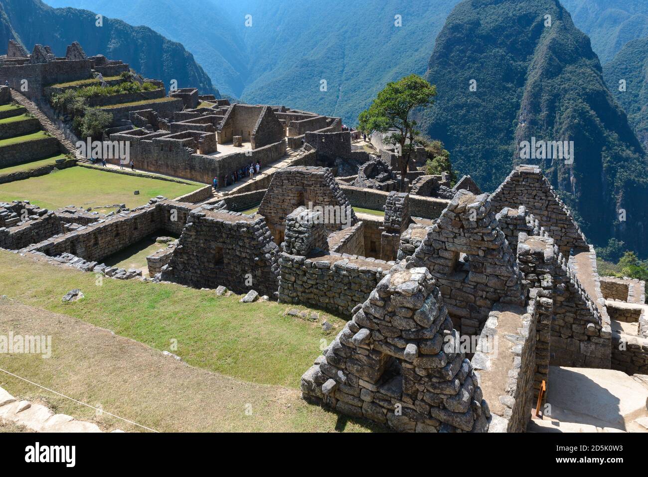 La piazza principale di Machu Picchu, Perù Foto Stock