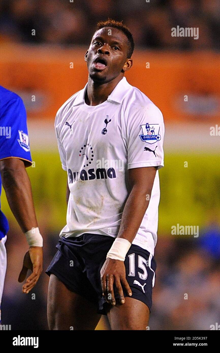 Louis Saha di Tottenham Hotspur reagisce Foto Stock