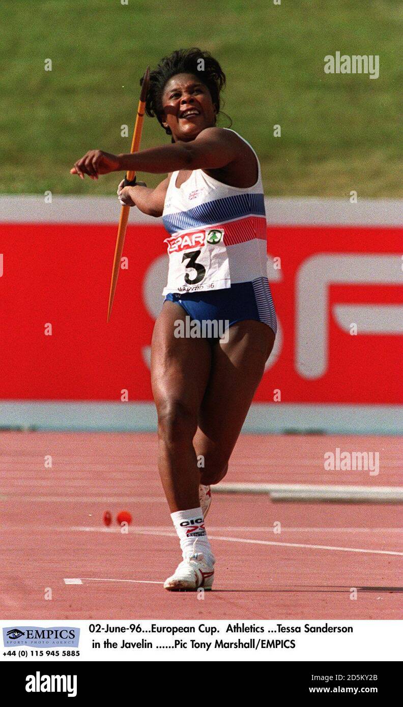 02-Giugno-96. Coppa europea. Atletica ...Tessa Sanderson nel Javelin Foto Stock