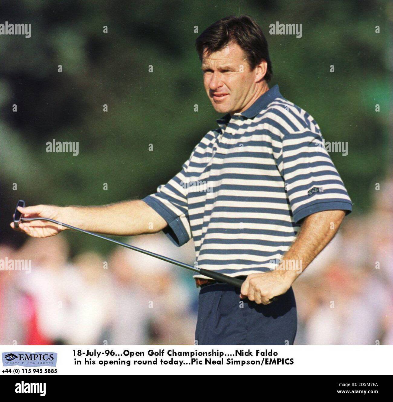 18 luglio 96. Open Golf Championship. Nick Faldo nel suo turno di apertura di oggi Foto Stock