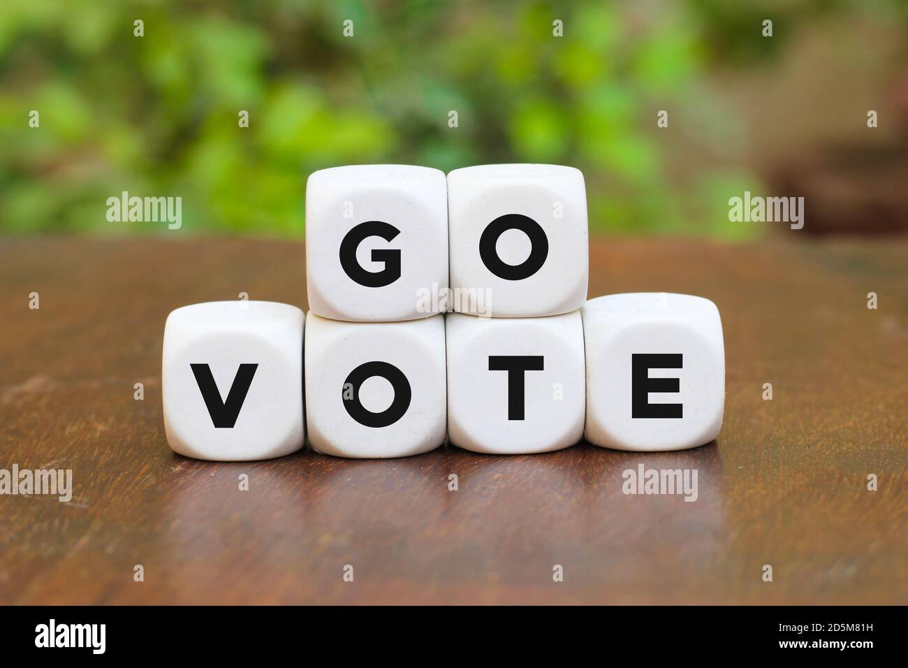 Vai votare dice concetto parola su sfondo verde Foto Stock