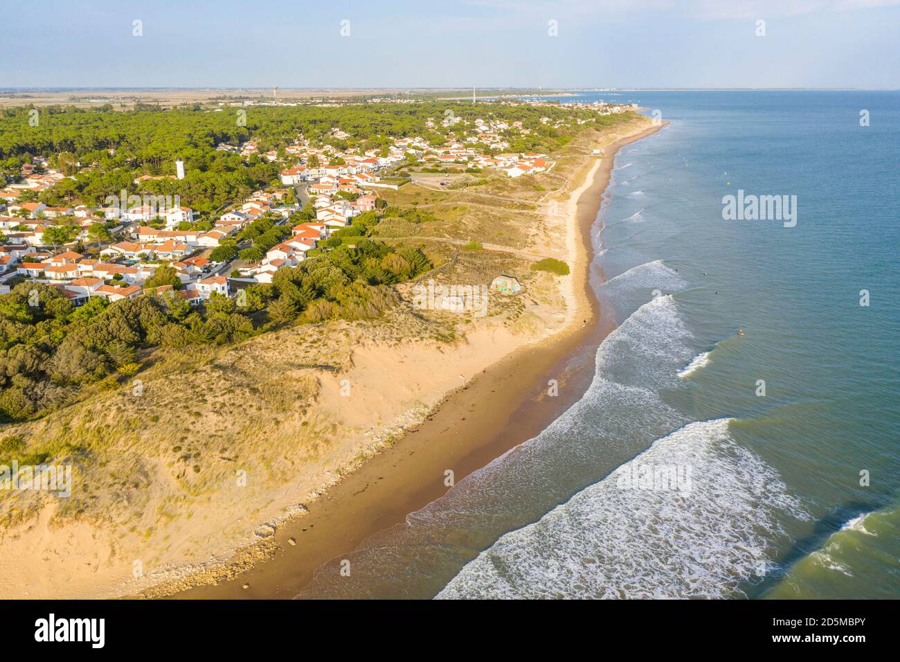 La Tranche-sur-Mer (Francia centro-occidentale): Veduta aerea della spiaggia "plage du Corps de Garde" Foto Stock