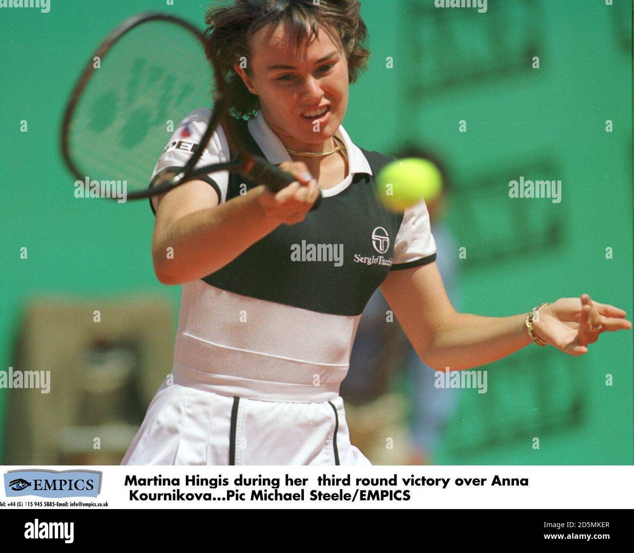 Martina Hingis durante il suo terzo giro vittoria su Anna Kournikova Foto Stock