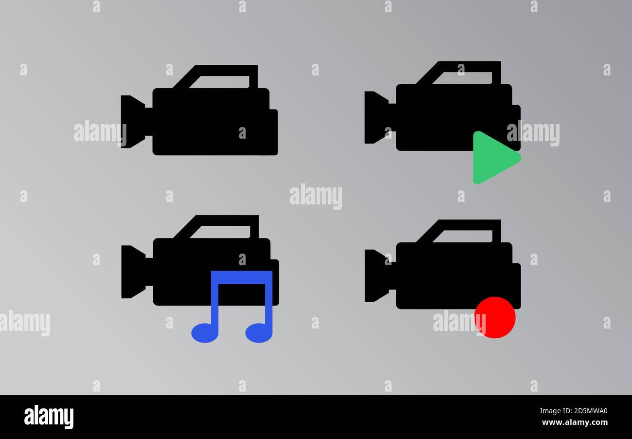 Pacchetto icone fotocamera minimalista Illustrazione Vettoriale